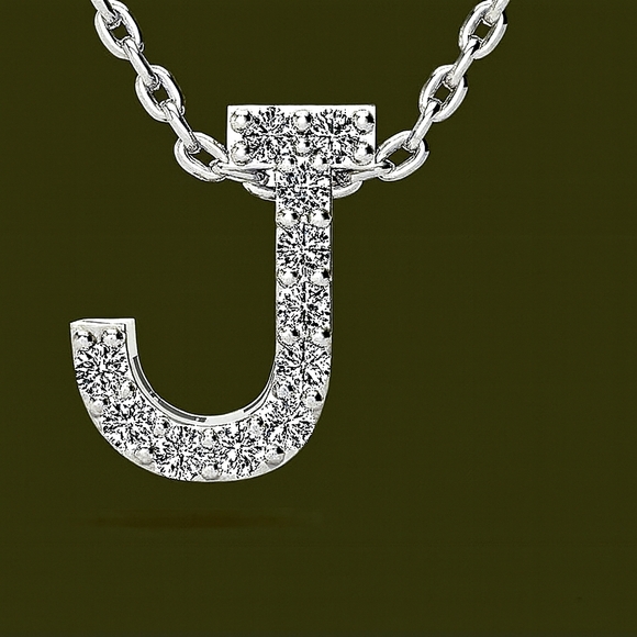 14K Yellow Gold Diamond Initial Necklace – Block Letter – 18 Inch Cable Chain - Picture 8 of 11